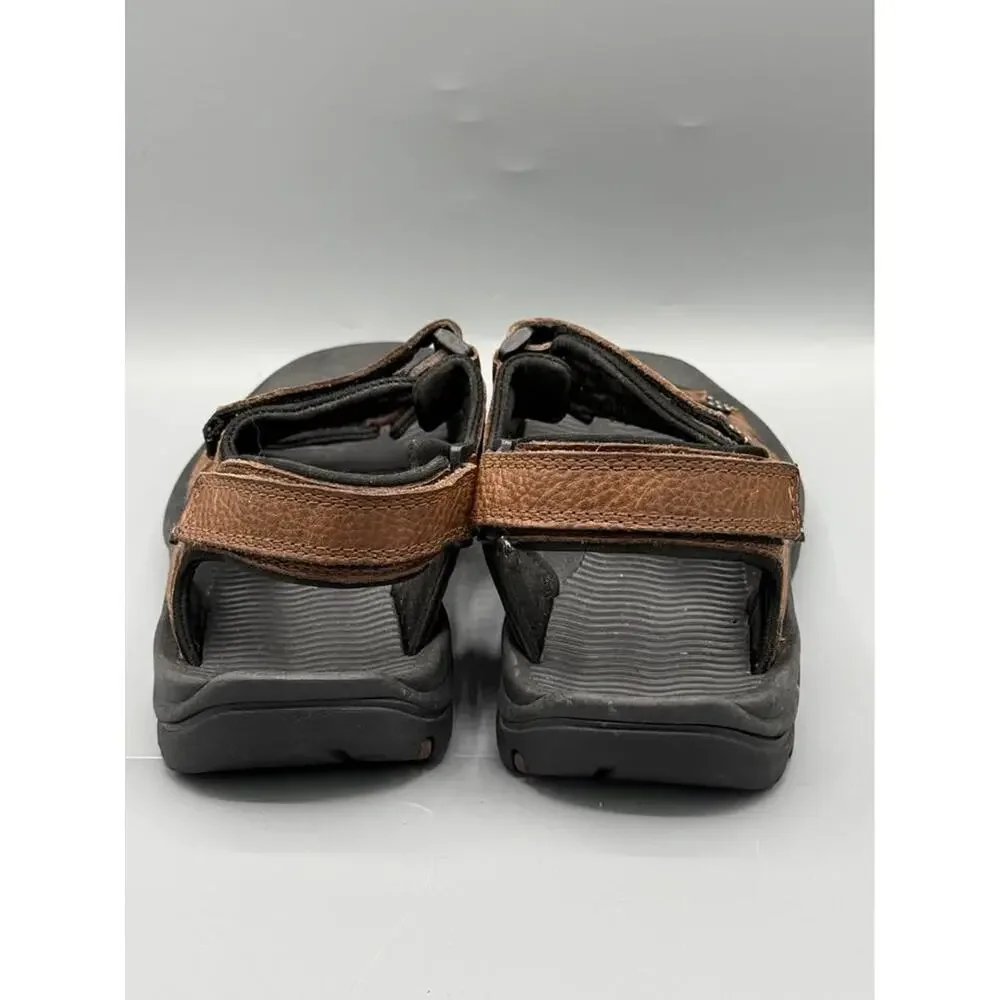Lands’ End Men’s Leather Hiking Sandals Brown Adjustable Straps Size 10